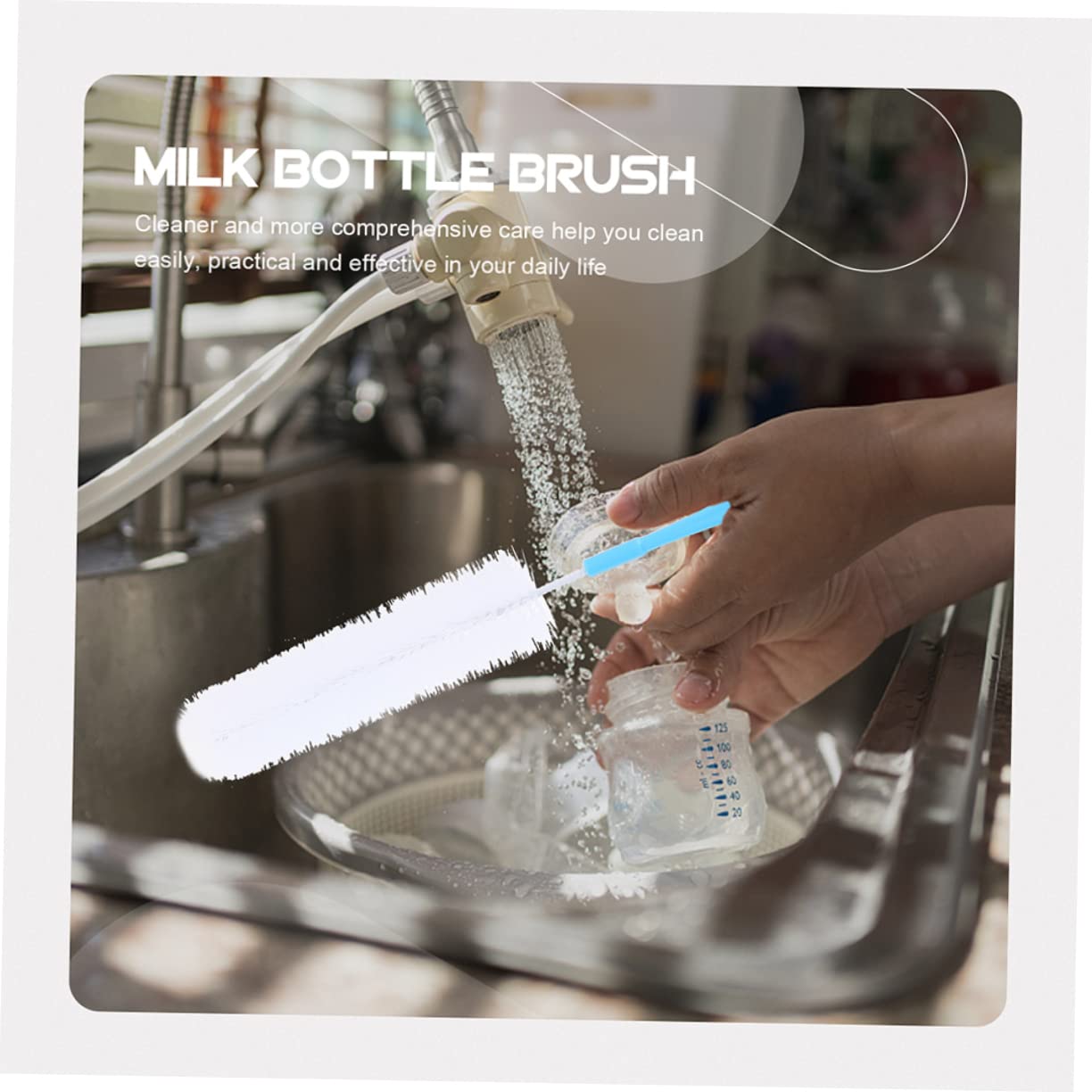 Healeved 3 Sätze Reinigungsbürste Babywasserflaschen Babymilchflaschenbürste Rohrreinigungsset Säuglingsflaschen Flaschenbürste Bottle Brush Strohbürste Schwamm Blue 5 Stück * 3