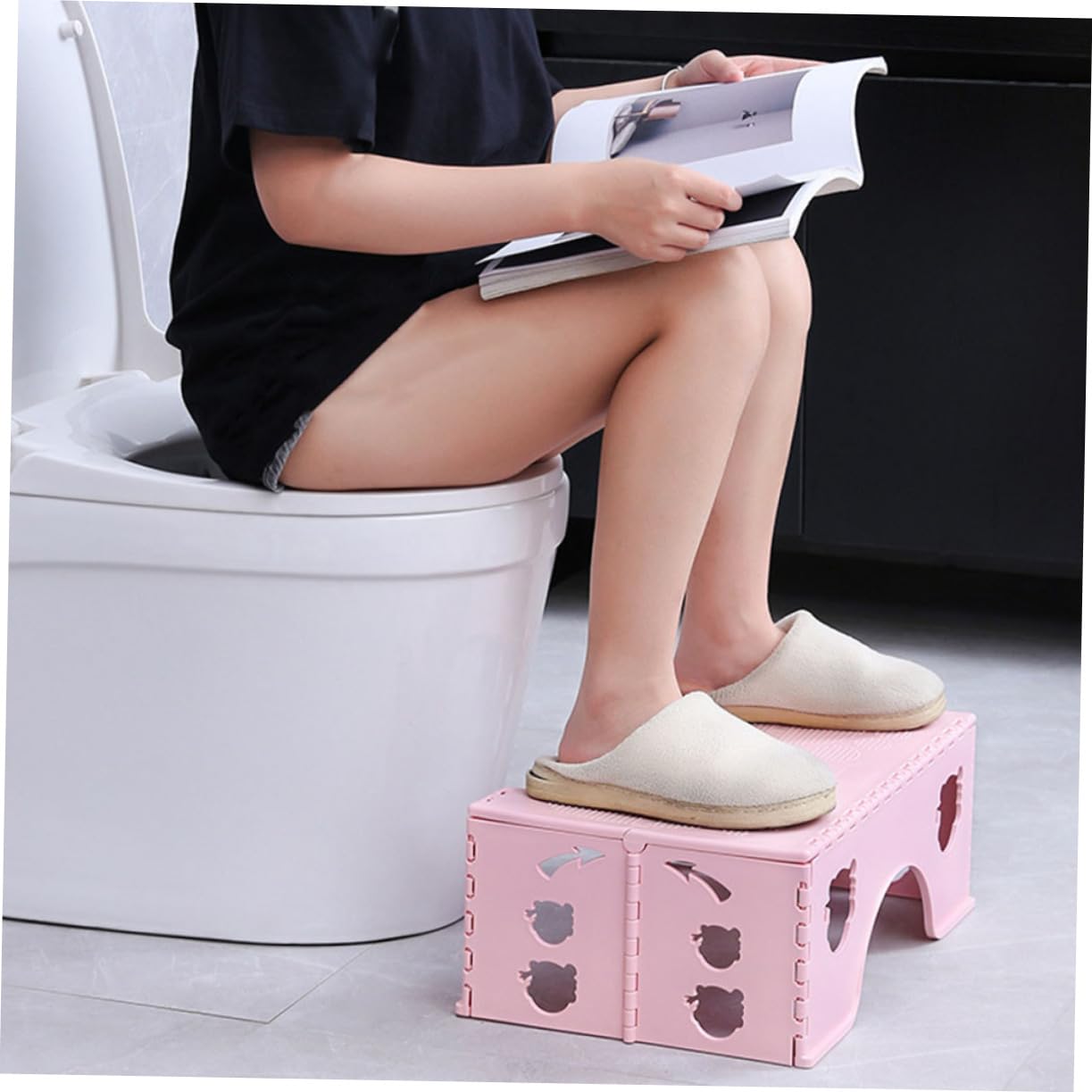 NOLITOY Portable Boys and Girls' Toilet Stool Anti-Slip Footstool Foldable Potty Step Stool Safety Toilet Riser for Children Bathroom Stool
