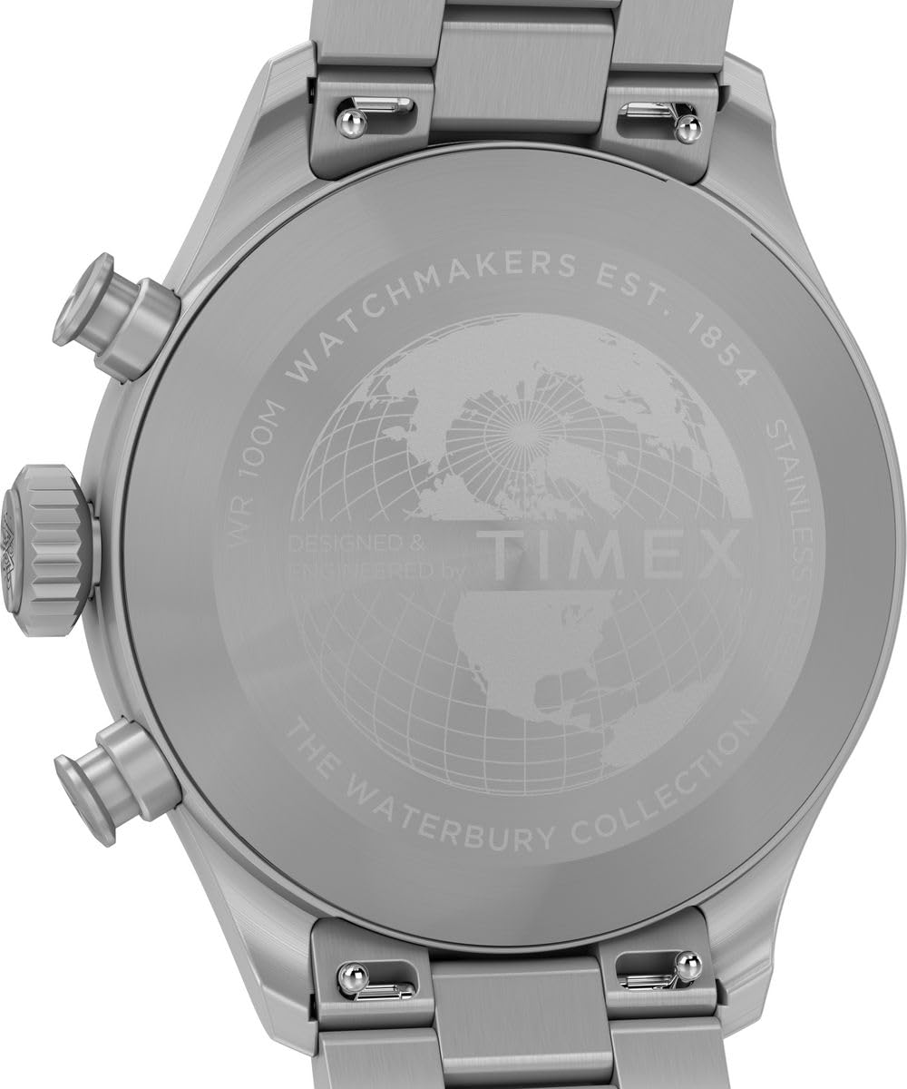 Timex Waterbury Ace TW2Y19000 - Orologio al quarzo da Uomo, 41 mm, cinturino in Pelle Marrone Con quadrante Nero e cassa in Acciaio INOX