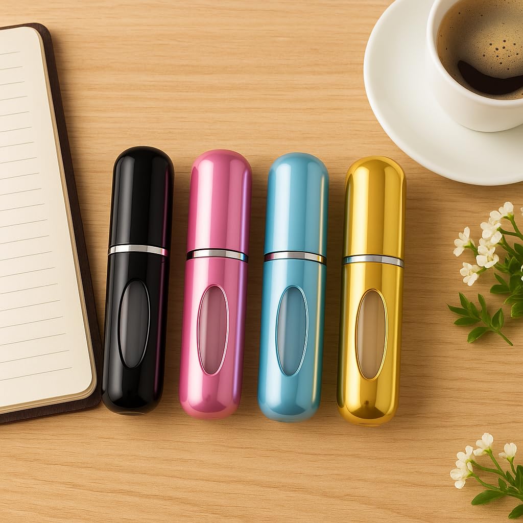 Kyrotech Mini nebulizzatore spray per profumo, ricaricabile, portatile, con pompa per viaggi e uscite (nero, argento, blu navy, lilla)