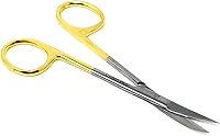 Vista 5 de T/C IRIS MICRO TIJERAS CURVADAS 4.5" CON INSERTOS DE CARBRO TUNGSTEN CON MANGO ORO (HTI MARCA)