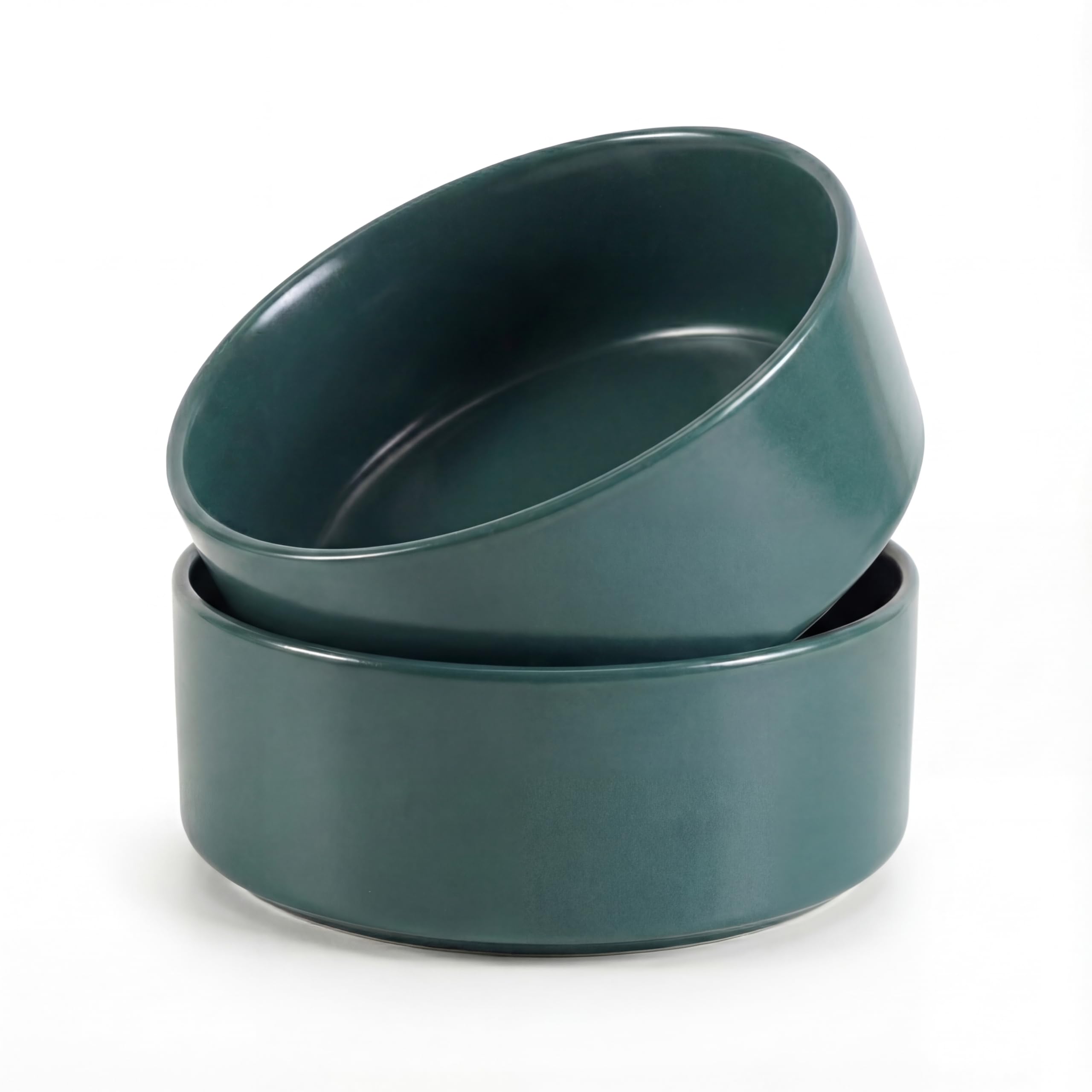Ceramica Ciotola per Cani Antiscivolo - Scodella Cane per Taglie Piccole e Medie - Ciotola Acqua Gatto per Gatti Grandi- Scodella per Acqua e Cibo - Set da 2 ciotole - 15 cm - 320g / 720 ml - Verde
