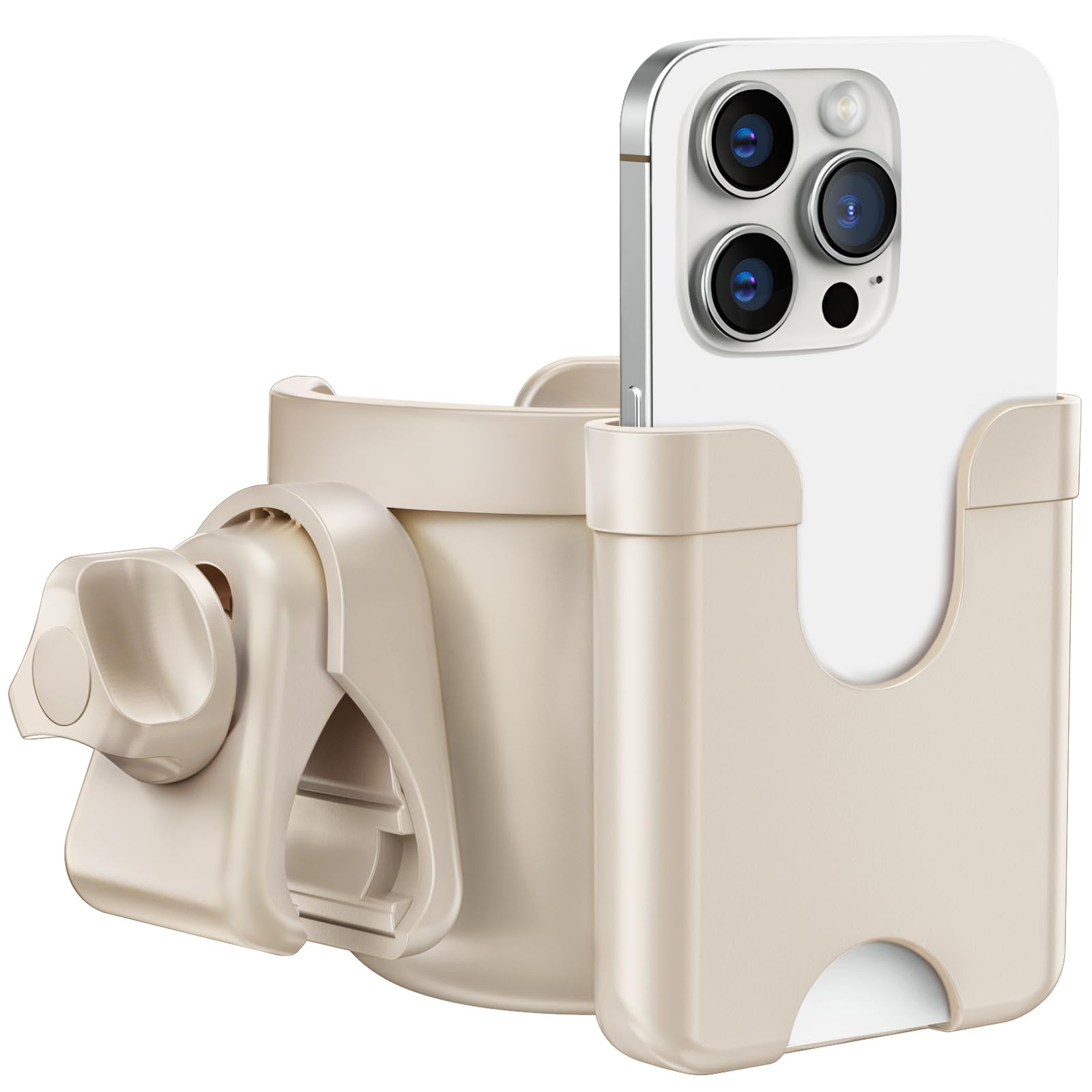 Portabicchieri per Passeggino,Guiseapue Portabicchieri Universale per Passeggino Portabicchieri Universale Regolabile portabottiglie Bici per passeggino bicicletta sedia a rotelle e moto (Beige)