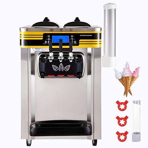 Happybuy Commercial Ice Cream Maker, 22-30L/H, 2350W Soft Serve Machine,