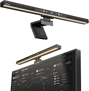 BlitzMax Monitor Light Bar, Computer Monitor Lamp, Memory Stepless Dimming Touch Control Screen Light Bar, 5 Color Temperatures, USB Powered LED Reading Desk Lamps for Home/Office/Game