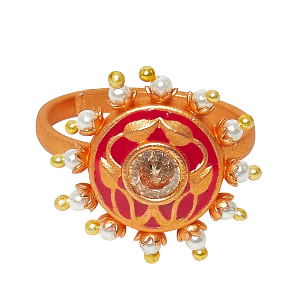 VOYLLA Adjustable Leaf Motifs Gold Toned Brass Faux Pearls Ring (B0CR1FPC22) Amazon Price History, Amazon Price Tracker