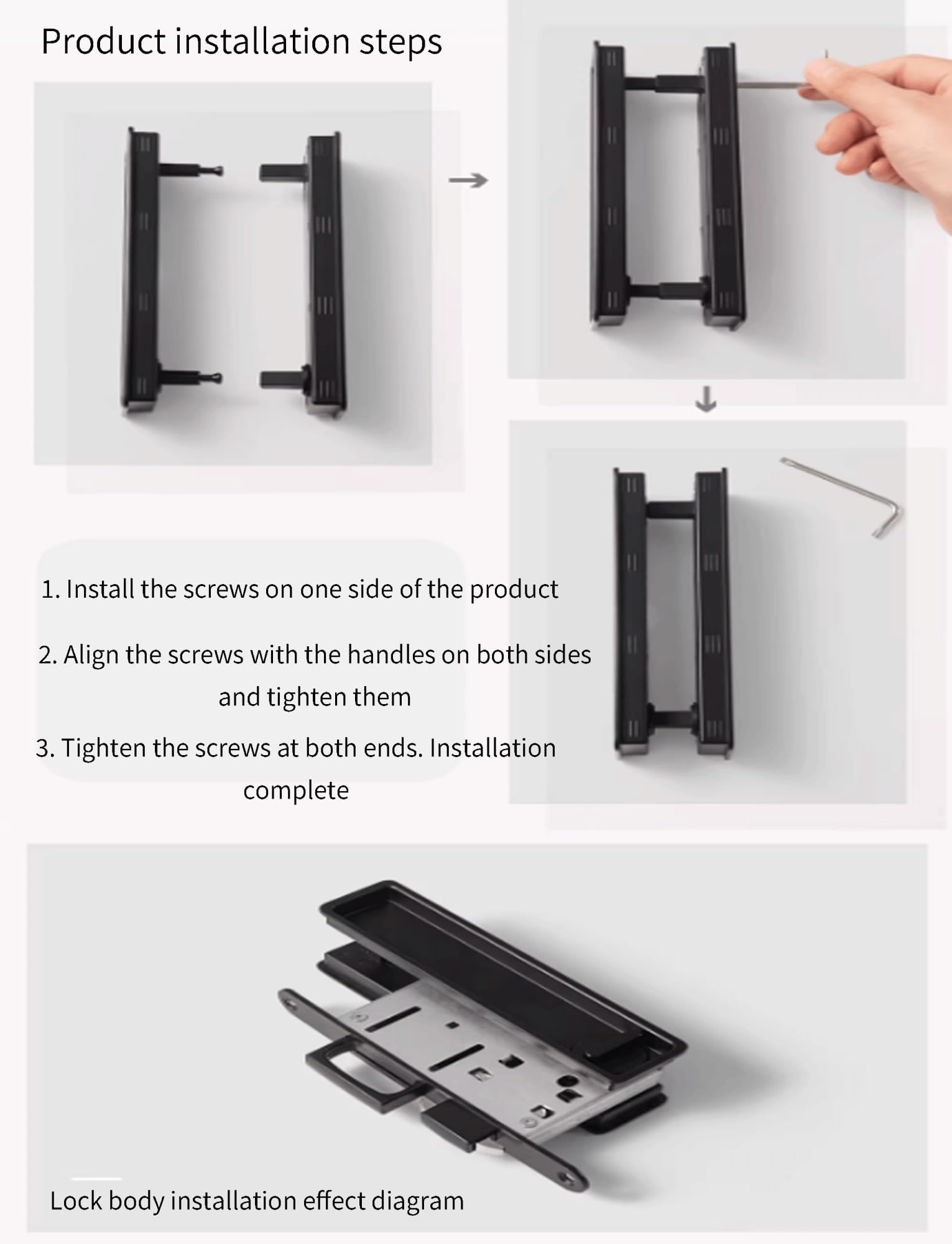 Cerradura de puerta corredera empotrada, cerradura de bolsillo para muebles de madera, fácil instalación y mecanismo seguro