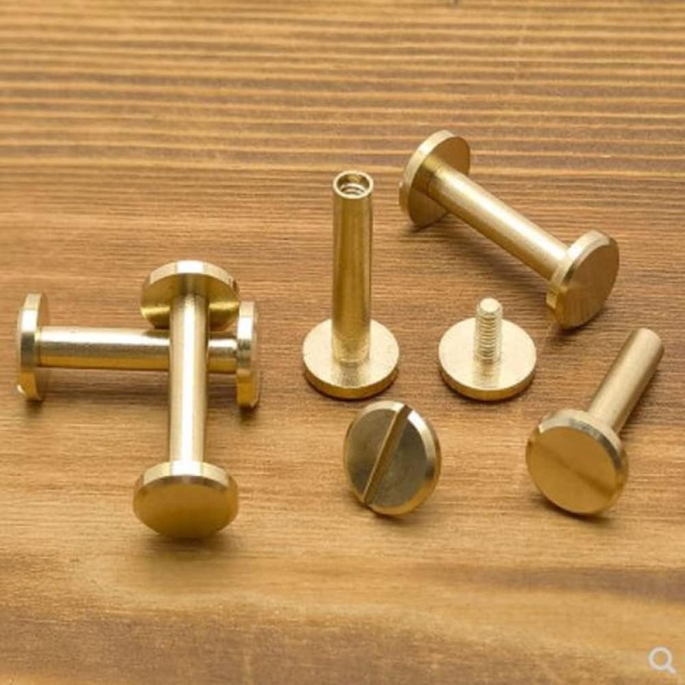 Rivets,Chicago Screws, 10sets 10mm Flat Cap Solid Brass Binding Screws Nail Stud Rivets for Album Leather Craft Studs(9mm)
