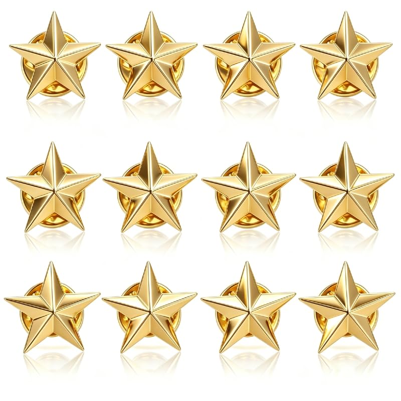 12pcs Star Shape Badges Lapel Pins Star Rating Badges Party Costume Decorations-image-27