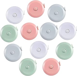 E ELAINFIA 12 Pack Retractable Measuring Tape 60 Inch/150cm Double Scale Soft Tape for Body Sewing Tailor Crafts