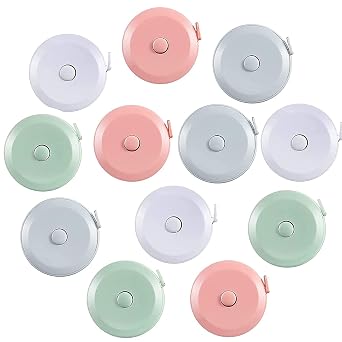 12 Pack Soft Retractable Measuring Tape - Tape Measure for Body Measuring Metric Tape Measure Double Scale for Body Fabric Sewing Tailor Cloth Knitting Home Craft Measurements