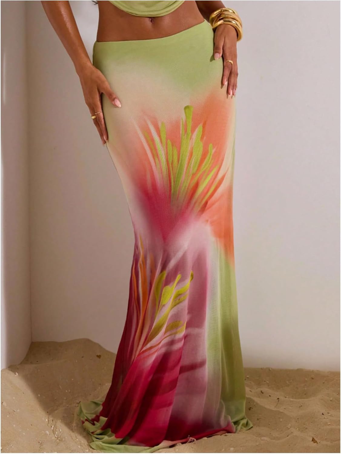 MakeMeChic Women's Summer Beach Maxi Skirt Y2k Floral Boho Flowy Long Skirt - Image 3