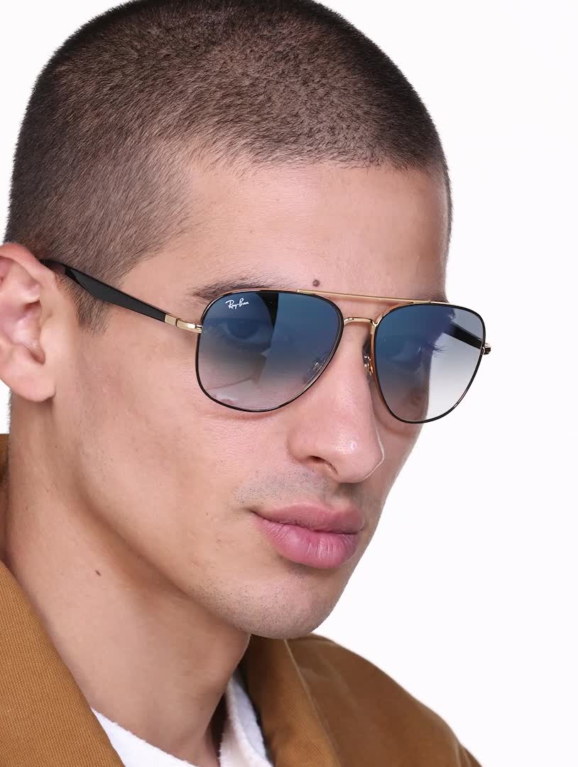 Amazon.com: Ray-Ban Unisex RB3683 Square Sunglasses, Black On Gold