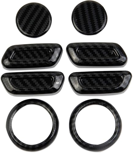 Miniatura 4 de Ajuste de la cubierta del botón del ajuste del asiento del estilo de la fibra de carbono para Rivian R1T R1S