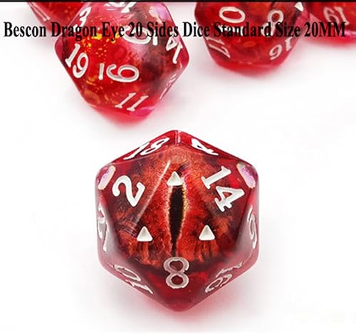 Miniatura 4 de Vermon Dragon Eye - Dados poliédricos de 20 lados con número 1-20, dados creativos de forma irregular, compatibles con juegos de mesa, color rojo