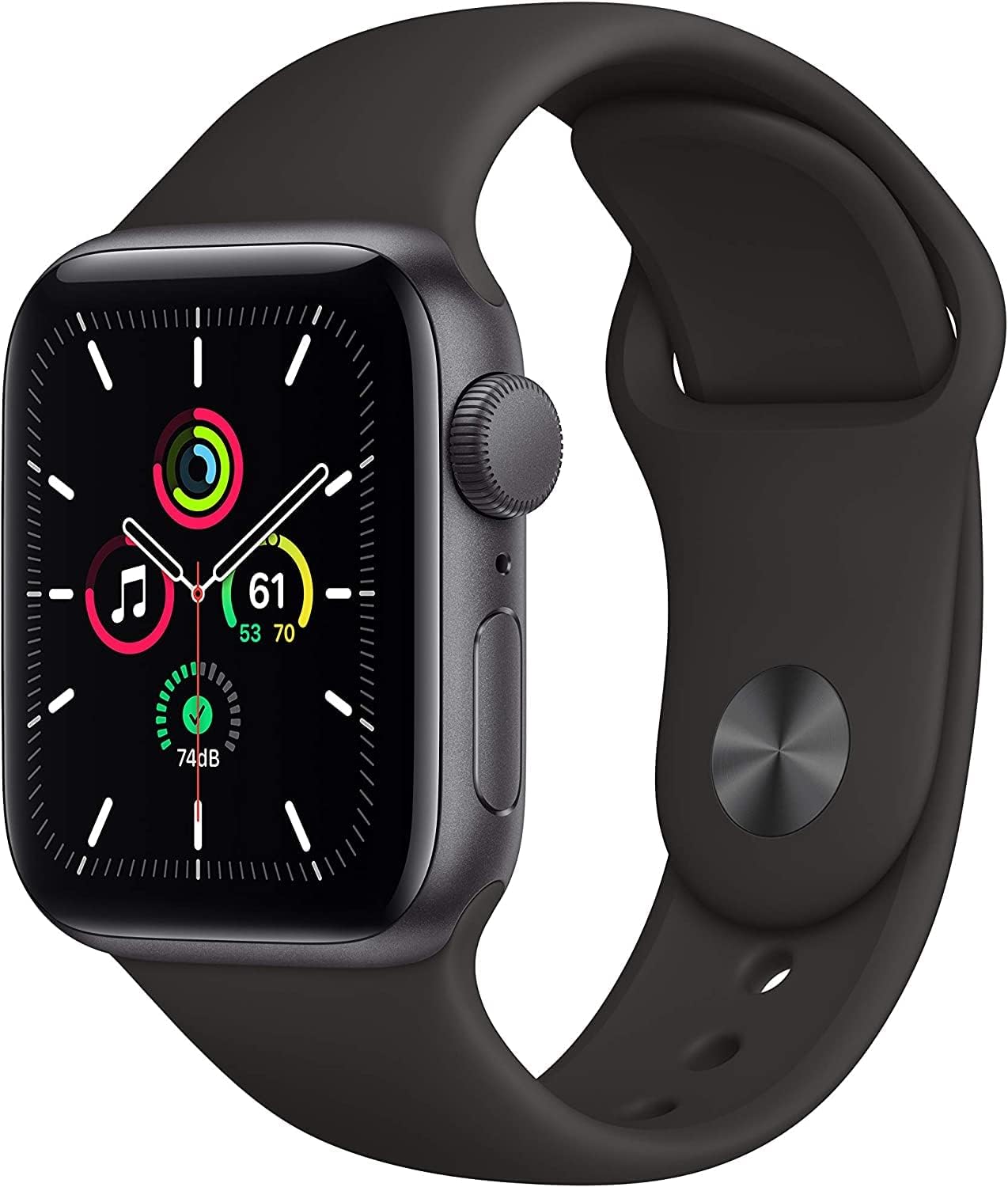 Apple Watch SE GPS 40mm (Space Grey Aluminum Black Sport Band) (Renewed)