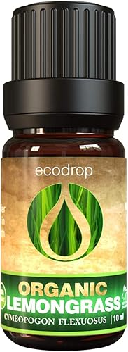 Ecodrop Aceite esencial de citronela  0.33 onzas líquidas  Aceite flexuoso de cimbopogon de grado terapéutico 100% natural, masaje de aromaterapia,