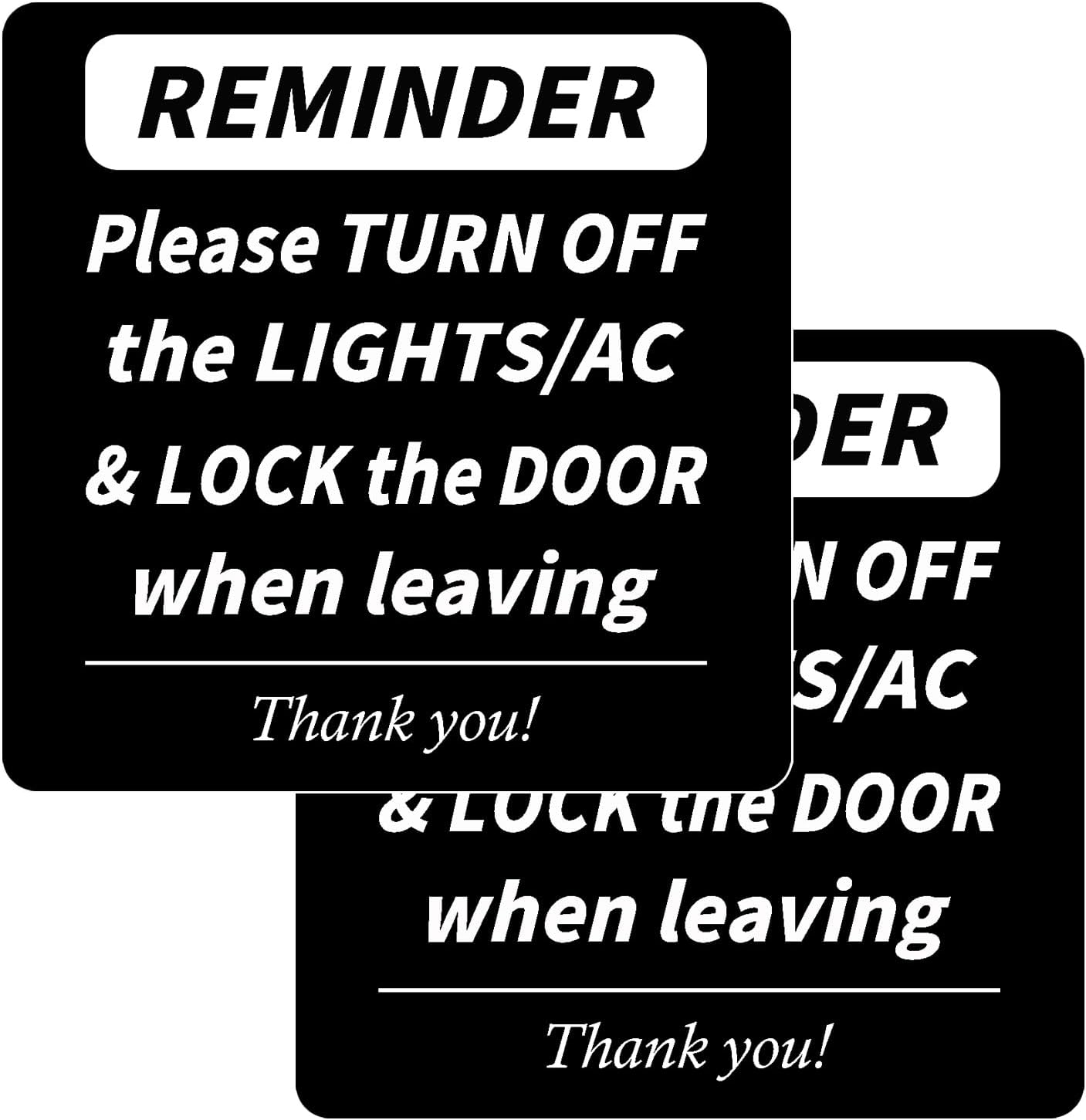 Turn Lights Off and Lock Door Sign,Please Turn Off Lights