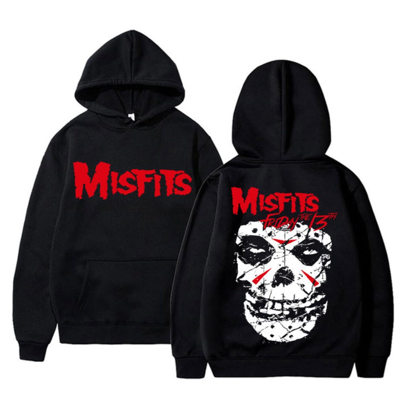 Cutte Unisex Black Misfits Die My Darling Collection | Y2k Punk Rock Hoodie | Gothic Harajuku Streetwear (,Xl)