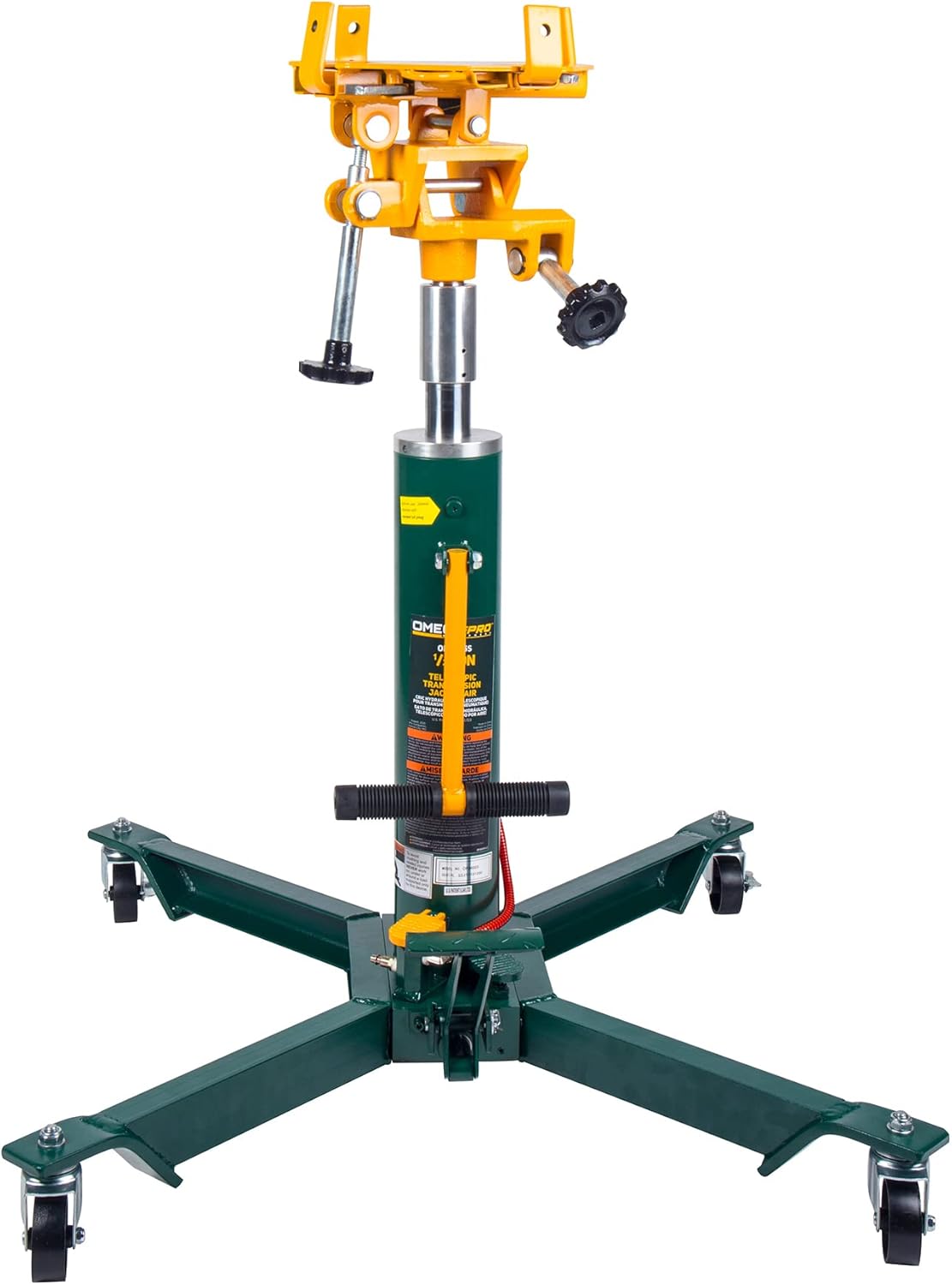 Omega Pro Hydraulic Transmission Jack - Telescopic Air Manual Lifting with Foot Pump - 1000 lb. Capacity for Garage Shop