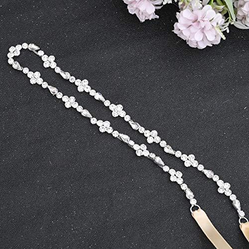 ULAPAN Rhinestone Bridal Belt Thin Silver Wedding Belt bridesmaid belts for Dresses Belts for Women Wedding(S305-CP) (champagne)4