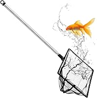 Grepol-V 4 Inch Fine Mesh Aquarium Fish Net with 9-24" Extendable Stainless Steel Handle for Tanks, Ponds, Shrimp