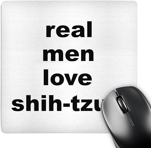 3dRose LLC - Alfombrilla de mouse de 8 x 8 x 0.25 pulgadas, Real Men Love Shih - Tzus - Amantes de los perros (mp_123082_1)