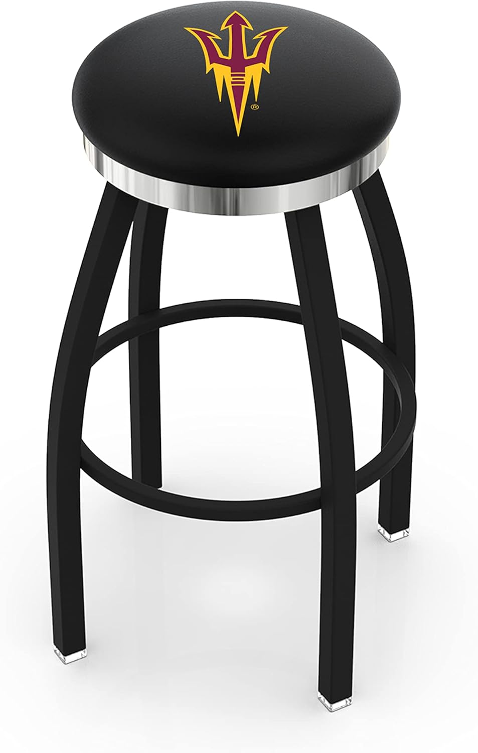 HBS L8B2C Arizona State (Pitchfork) 25" Swivel Counter Stool with a Black Wrinkle and Chrome Finish