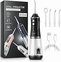 Water Flosser for Teeth Cordless, 380ML Electric Dental Flosser 4 Modes & 6 Jet Tips for Oral Care, Rechargeable Floss DIY Mode IPX7 Waterproof, Portable Oral Irrigator for Travel and Home Gift .