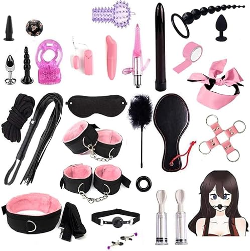 28pcs Sex Toys for Couples - Bed Restraints for Ankle and Wrist - Handcuffs for Grownups Bedroom - Bondage Kit Straps BDSM Restraint Ropes Adult Play for King Queen Size Bed Mattress Sweater