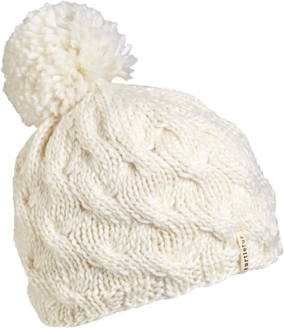 Turtle FurWomen's Wave On Wave Merino Wool Plush Fleece Lined Pom Beanie