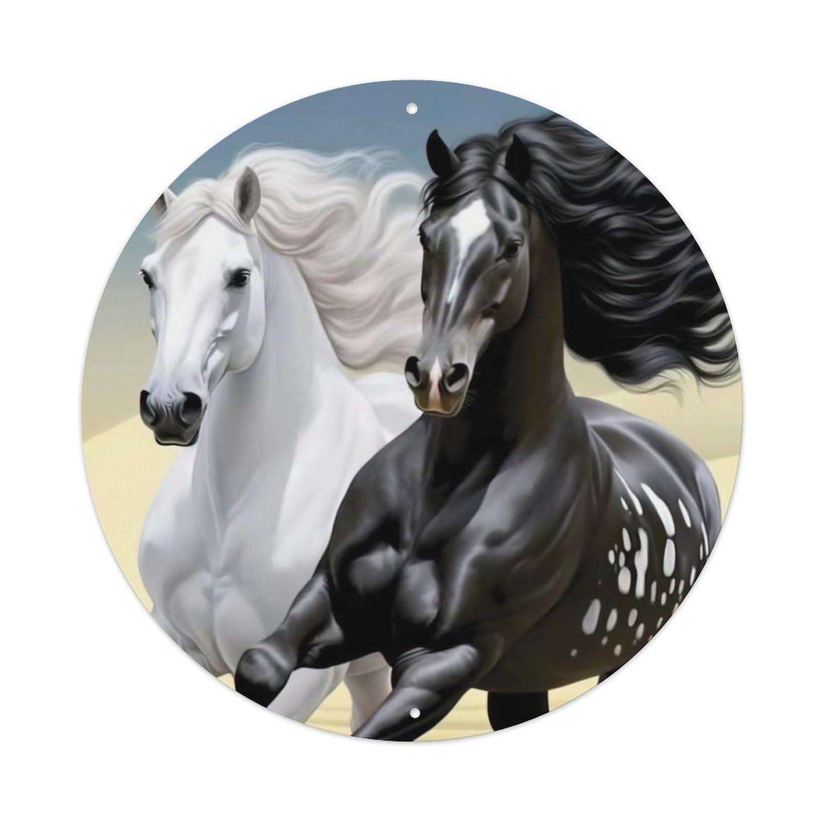 Animal Artwork Two Running Horses Metal Tin Sign