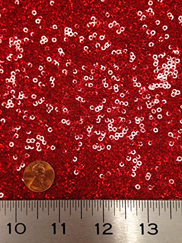 3Mm Micro Mini Holographic Or Plain Shiny Overlapping Sequins On Nylon Mesh Fabric By The Yard (Holo Red) #TOP4
