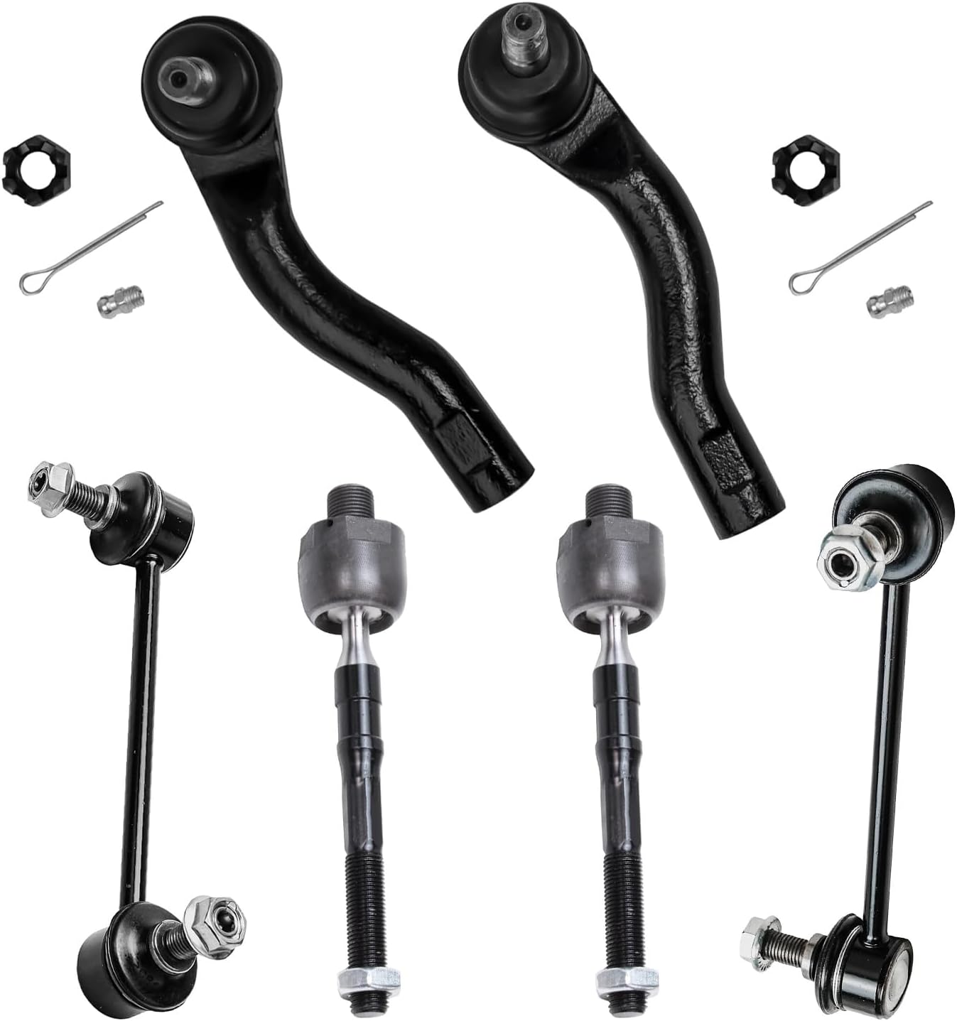 Detroit Axle - 6pc Front Suspension Kit for Ford 2006-2010 Fusion 2007-2009 Lincoln MKZ 2006 Zephyr 2006-2009 Mercury Milan 4 Inner & Outer Tie Rod End Links 2 Sway Bar Links Replacement