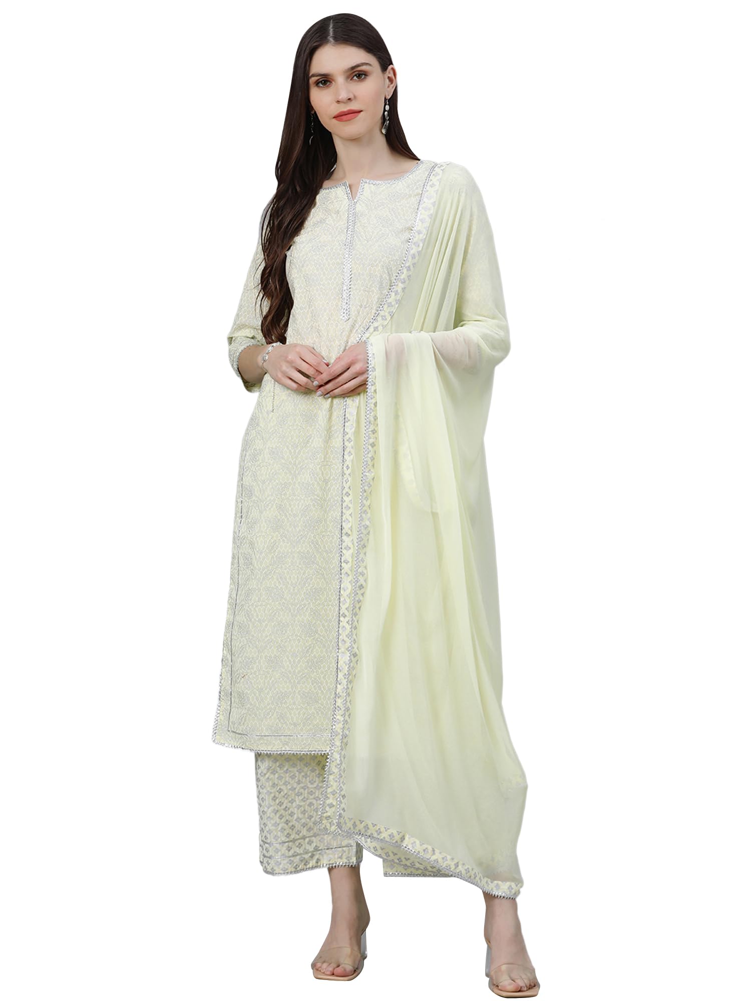 gerua by libas Women Printed Cotton Straight Kurta & Palazzo With Dupatta-picture-11