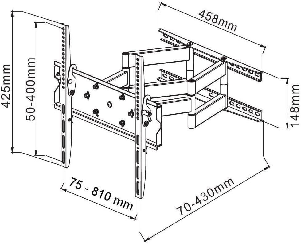 Techly 2-Arm Tilt/Swivel TV Wall Mount- 42-70in