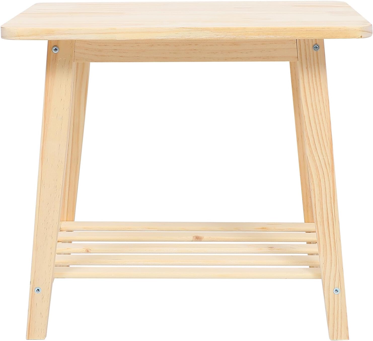 Zerodeko Nordic Style Solid Wood Bedside Table Small Corner Storage Shelf Simple Tea Table for Living Room in Original Wood Color