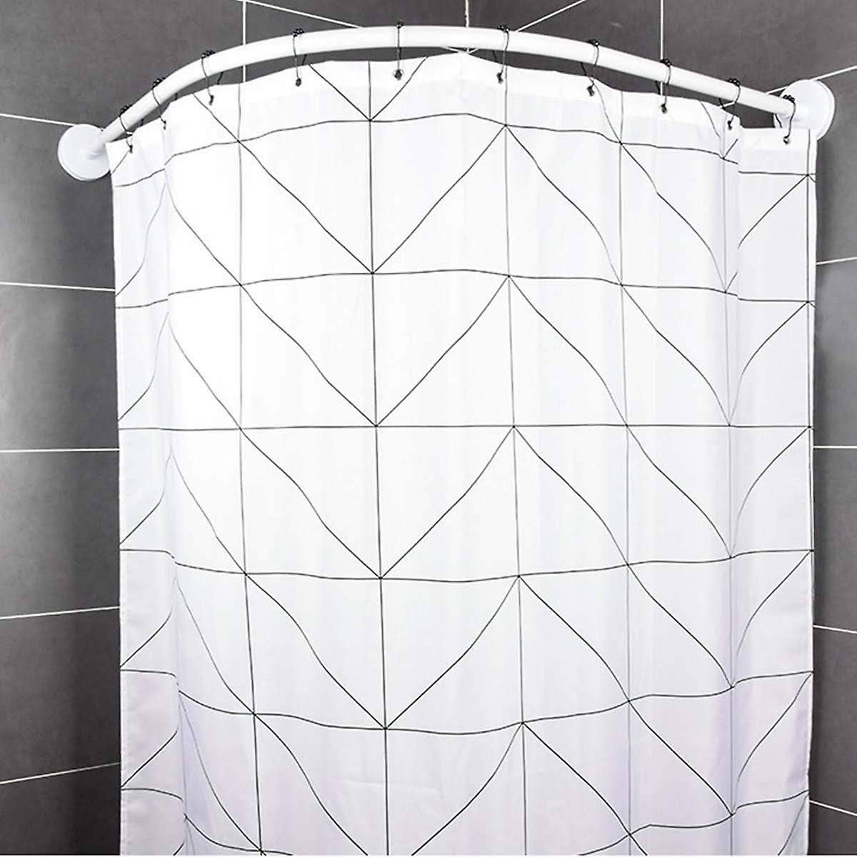 Asta per Tenda da Doccia a Forma di C, angolare 90x90 cm, Spessore 22mm, in Metallo Verniciato Bianco, Fissaggio a Parete, per Bagno, camerino, spogliatoio