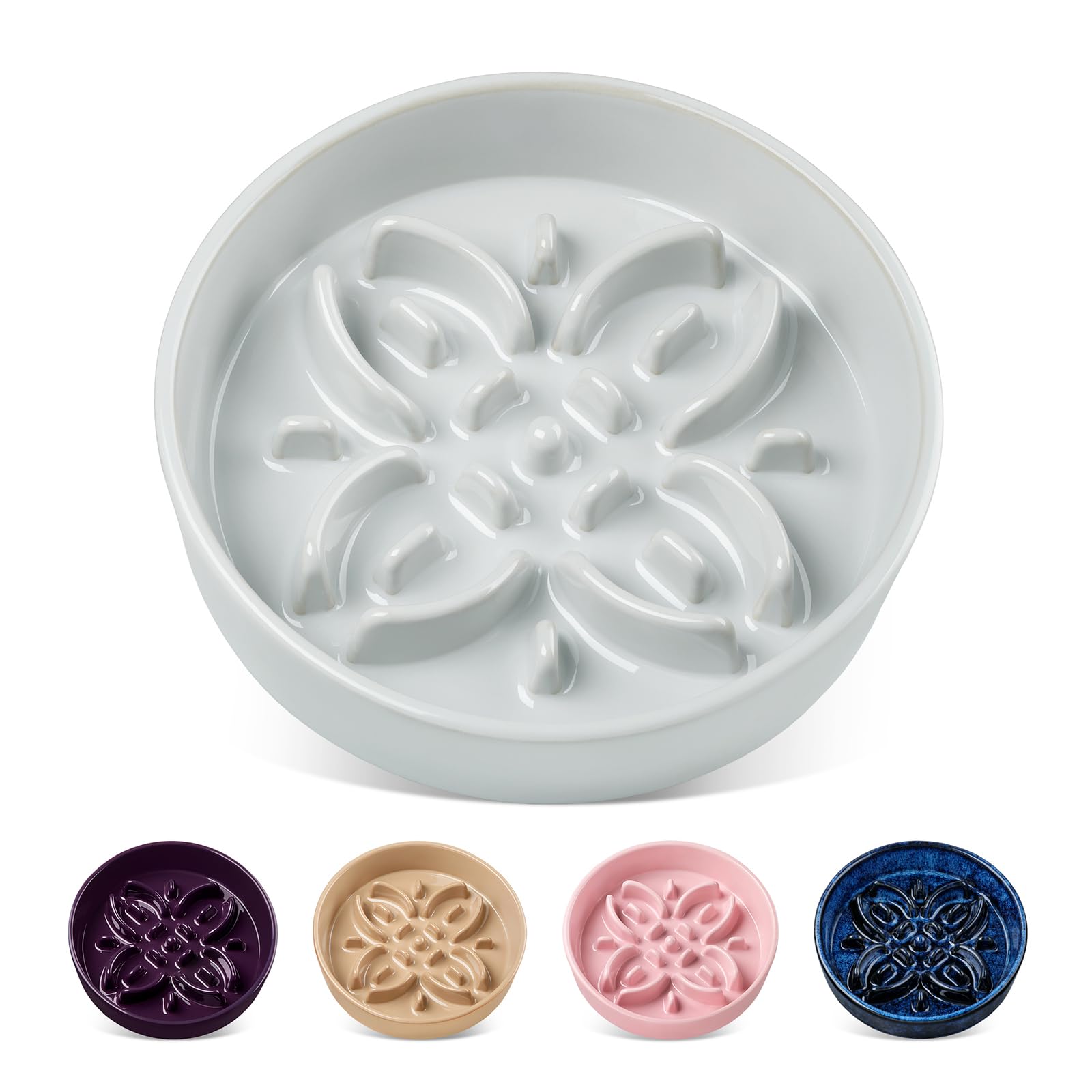 vancasso Small Ceramic Slow Feeder Dog Bowl