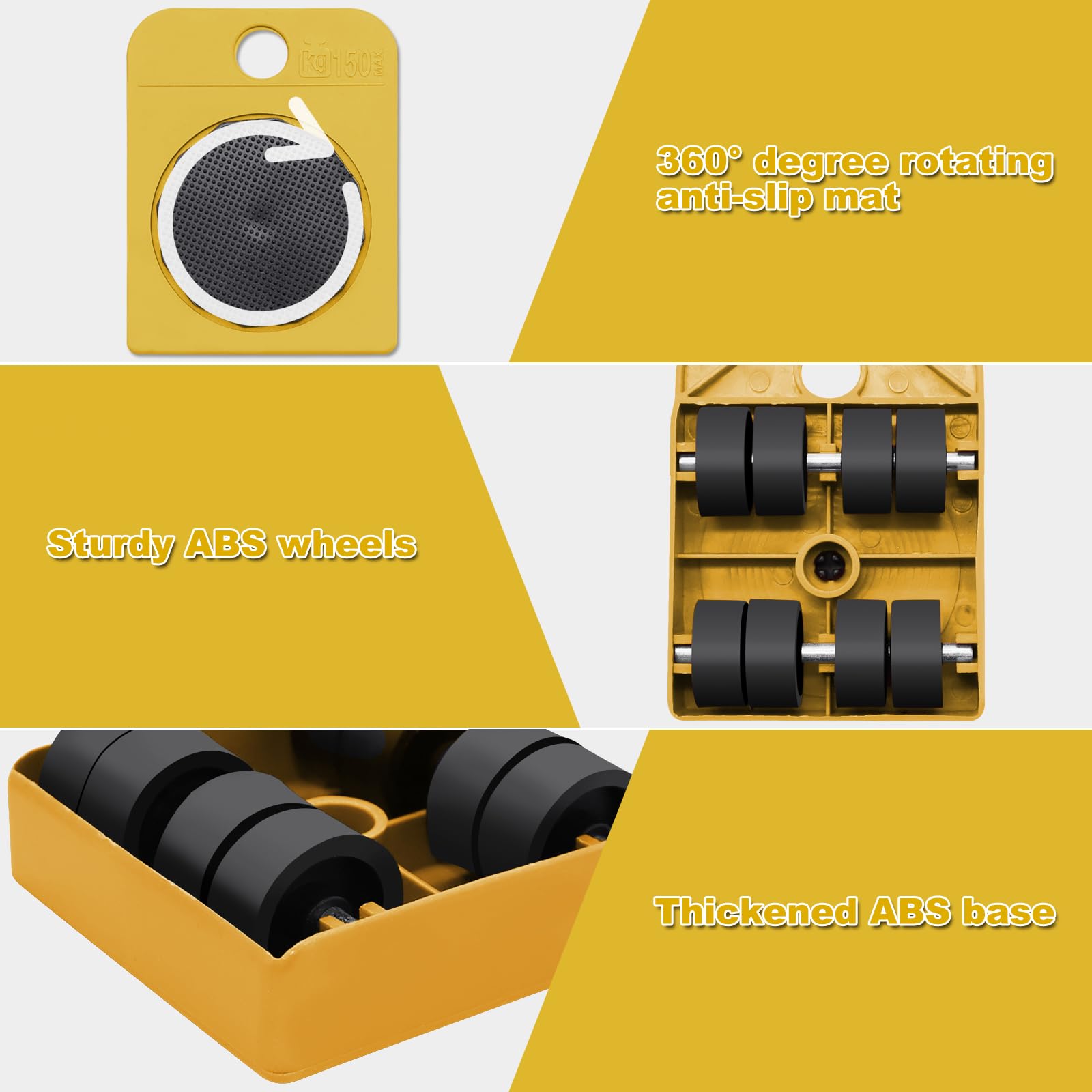 Hioph Heavy Furniture Mover with 4 Furniture Sliders, Standalone Furniture Mover, 360° Full Rotation, RED (Yellow, One Size) - Image 4