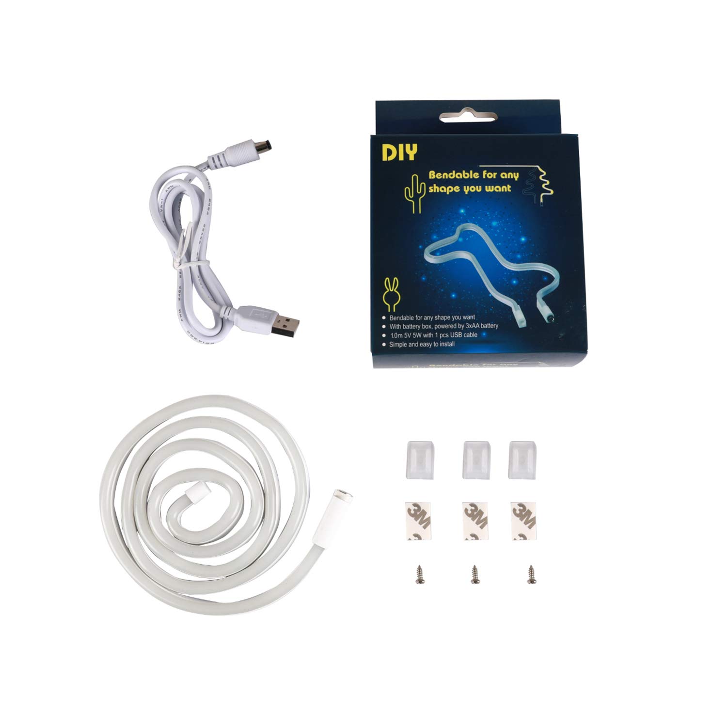 ShineE Creative Foldable USB Neon Night Light, DIY 1 Meter Lamp Lighting for Room Decoration, Birthday Toy Gift (Pink)