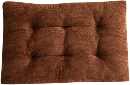 Washable Dog Bed for Large Breeds, Extra Cushioned Crate Mattress with Removable Fluffy Cover, Non-Slip Orthopedic Pet Pad, Machine Washable Kennel MatCoffee,L
