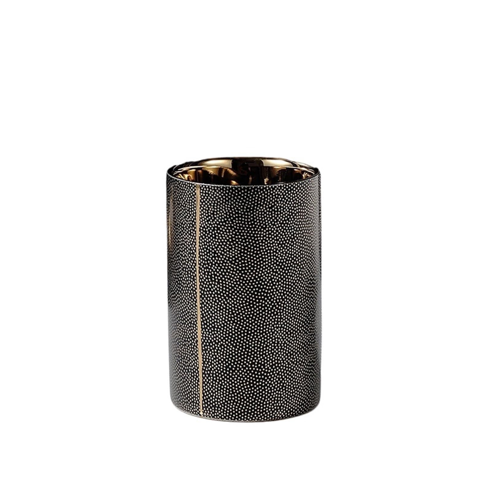 Bathroom Soap Dispenser Set Ceramic Liquid Soap Dispenser Lotion Dispensing Bottle Dish Toothbrush Holder Gold Bathroom Accessories Sets(Black cup)