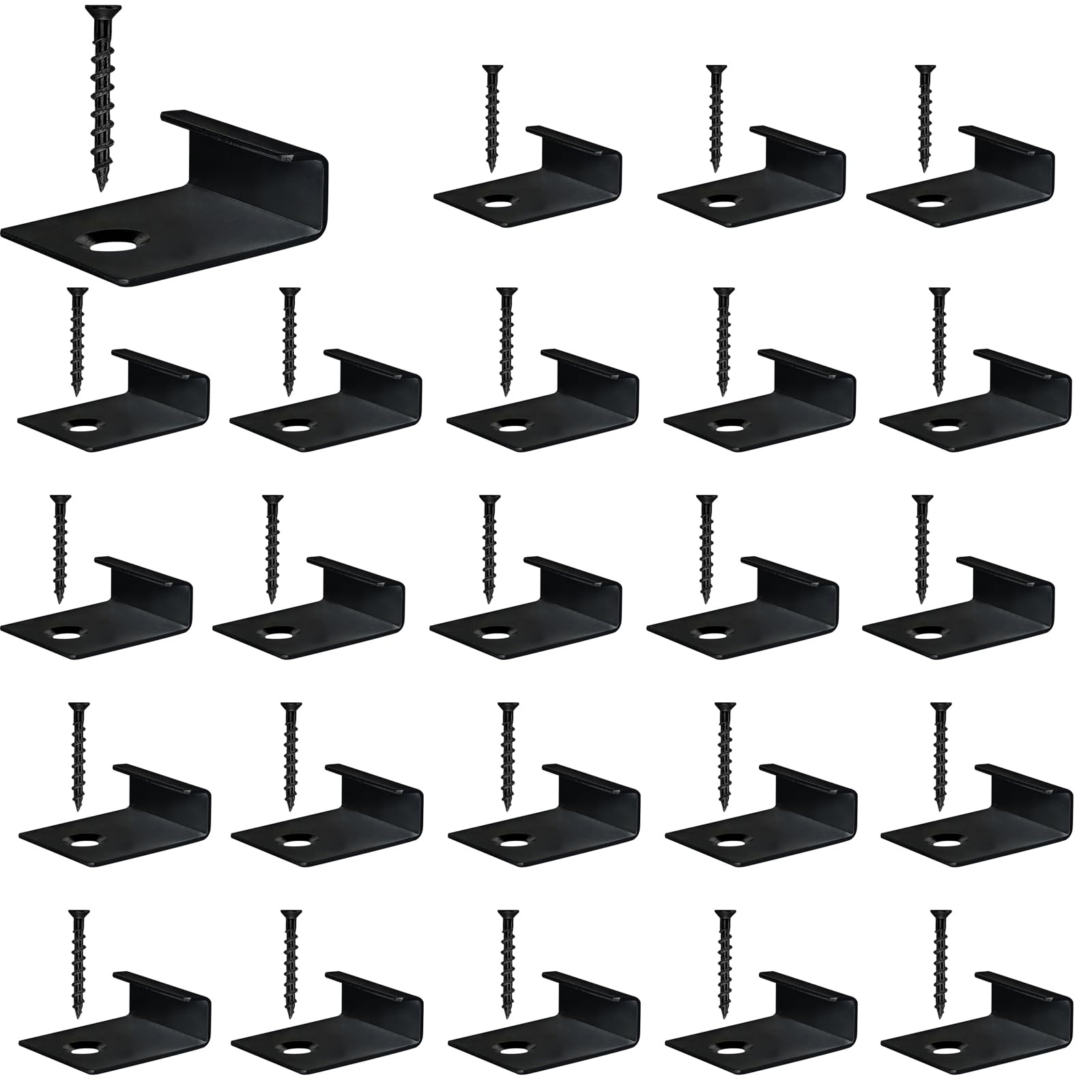 50 pezzi di clip di fissaggio WPC, clip terminali per decking nascoste, clip di avviamento nascoste in acciaio inossidabile, clip di fissaggio per pannello con vite autofilettante (nero, 6 mm)