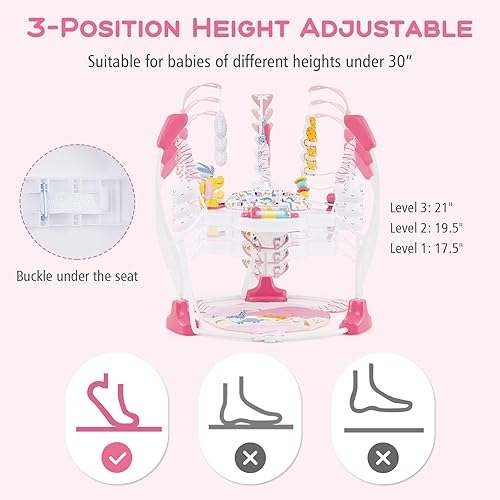 Miniatura 6 de INFANS Centro de actividades para bebés, centro de juego 3 en 1 con música, luces, juguetes interactivos, asiento giratorio de 360, 3 alturas