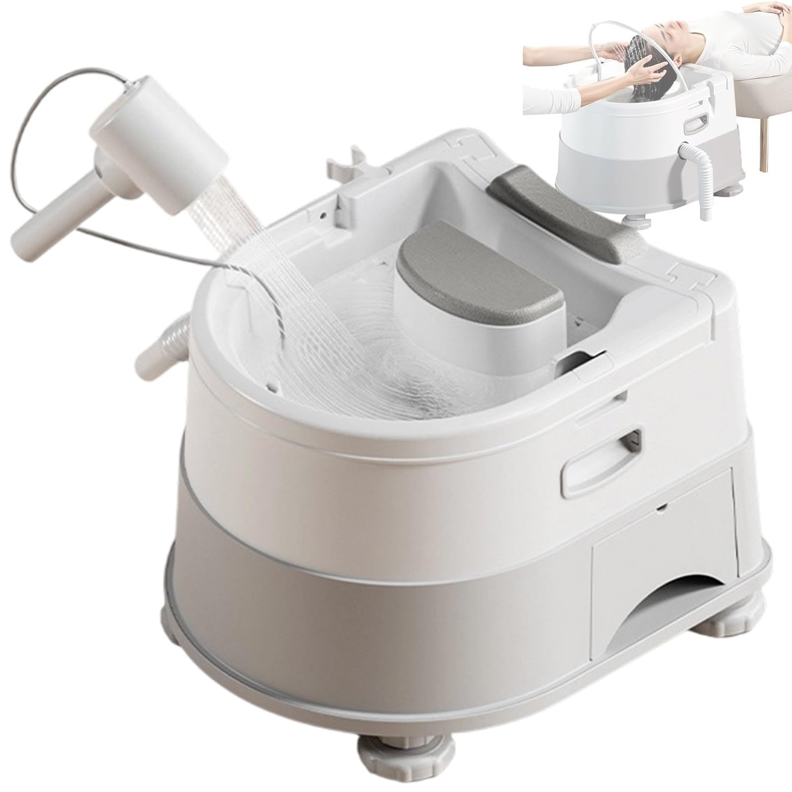 GwlThixion Head Spa Shampoo Basin, Portable Head Spa Attachment for Shampoo Bowl, Constant Temperature Water Circulation and Warm Steam for Scalp Care Gray-Package3