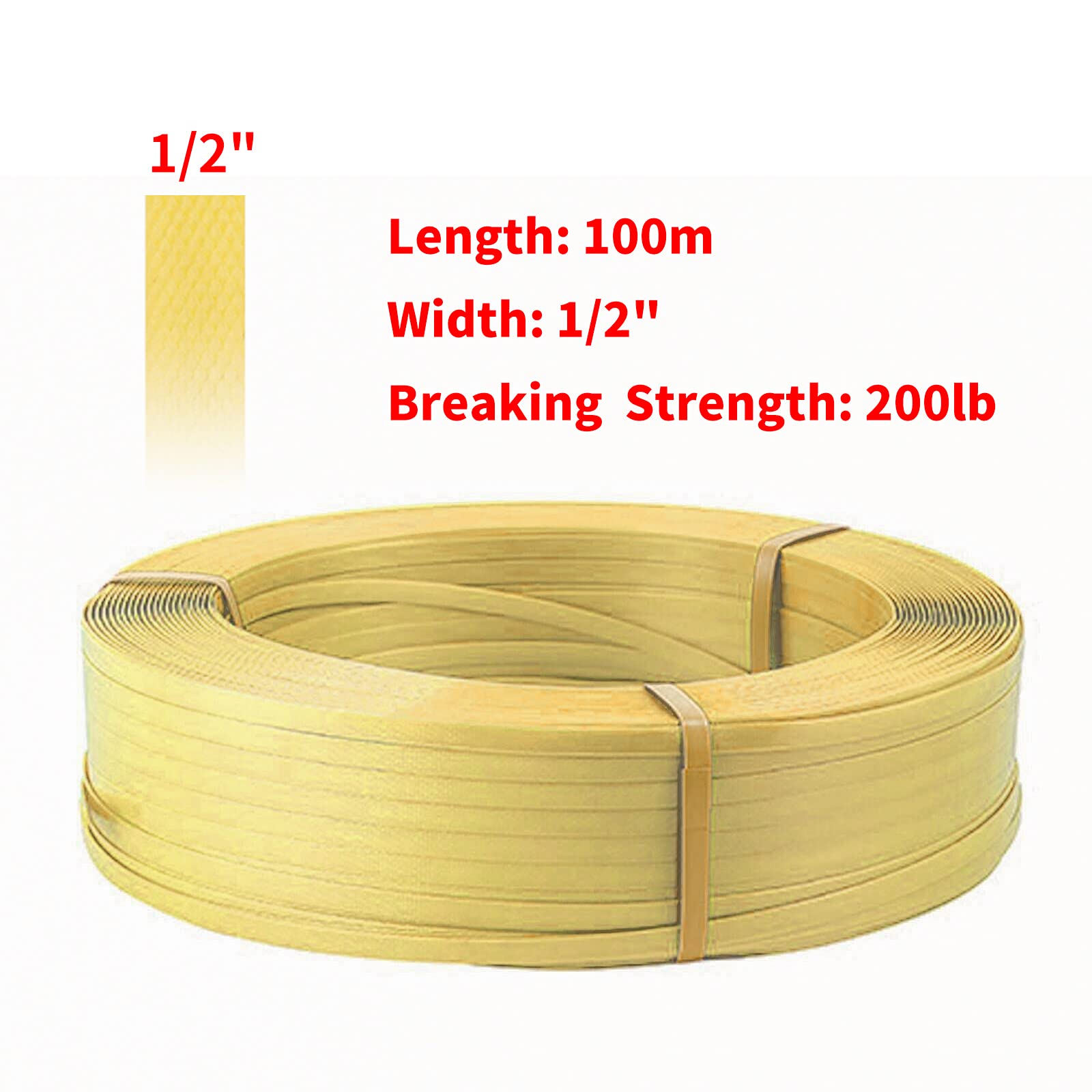 tensor de fleje+sellador de flejes + cinturón de embalaje de 100 m + clips de flejado de paletas 50 piezas, kit de bandas de flejado para correa de flejado de 1/2-3/4 "PET/PP