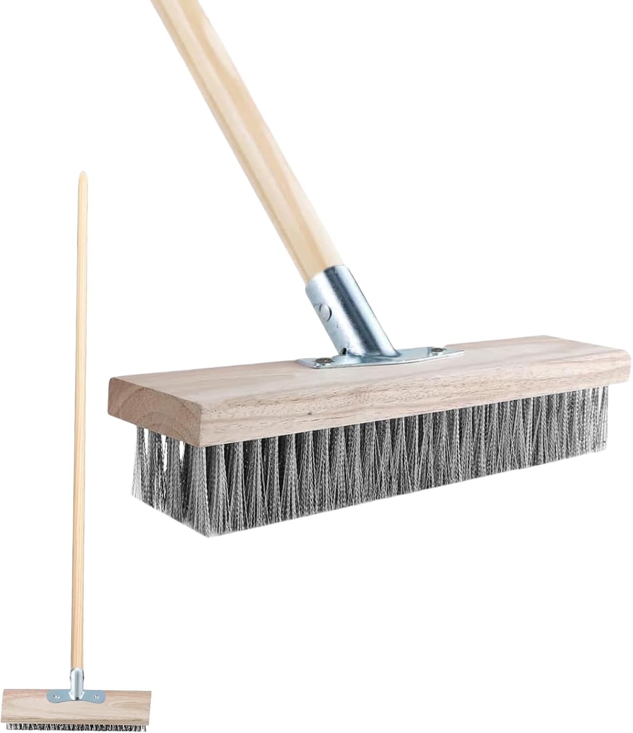 WY8 Heavy Duty Wire Broom Set Ultimate Moss Removal Solution - Stainless Steel Head, Outdoor Floor Brush for Pool Joint Cleaning, Patio Algae & Weed Moss Remover - Durable Handle Included