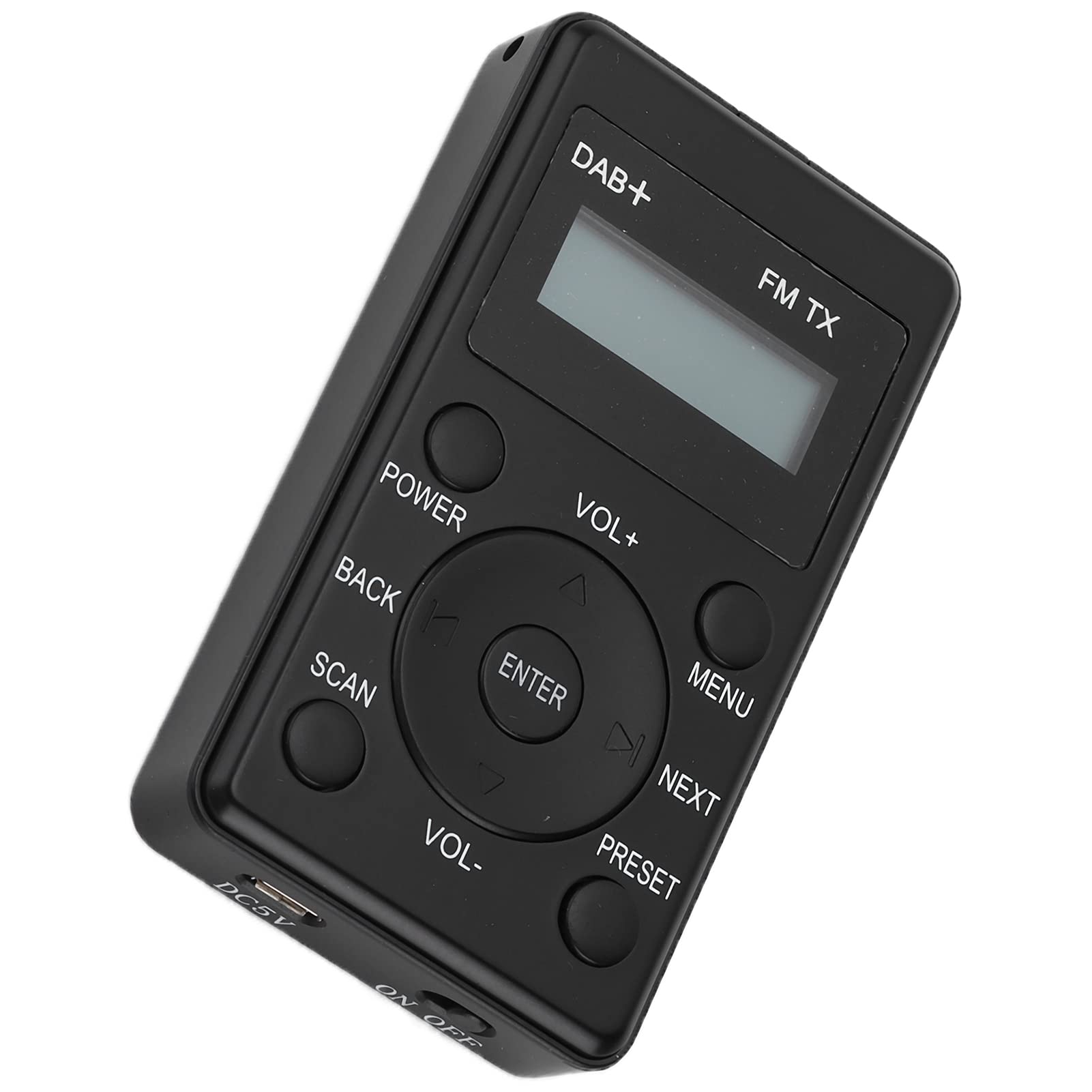 Radio DAB portátil, DAB/DAB+/FM, sonido digital claro del coche con auriculares, radio de bolsillo con pantalla LCD, alarma doble, temporizador, auriculares para correr