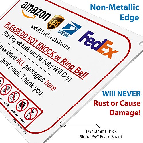 Spryzzle Leave Package Sign - Do Not Knock Or Ring Doorbell (Dog Will Bark & Baby Will Cry - Hang Sign) #TOP3